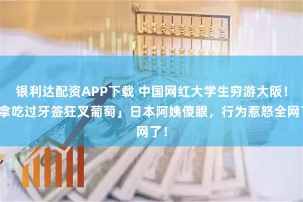 银利达配资APP下载 中国网红大学生穷游大阪！「拿吃过牙签狂叉葡萄」日本阿姨傻眼，行为惹怒全网了！