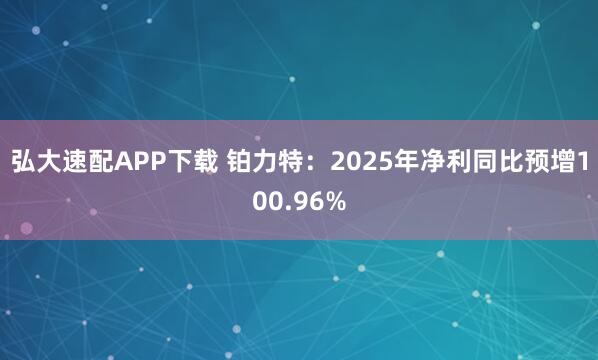 弘大速配APP下载 铂力特：2025年净利同比预增100.96%